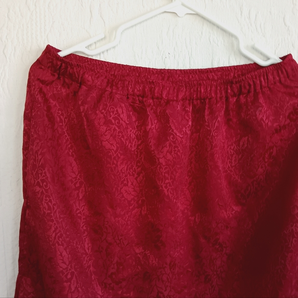 Kathie Lee Red Floral Satin Maxi Slip Skirt - Picture 4 of 12